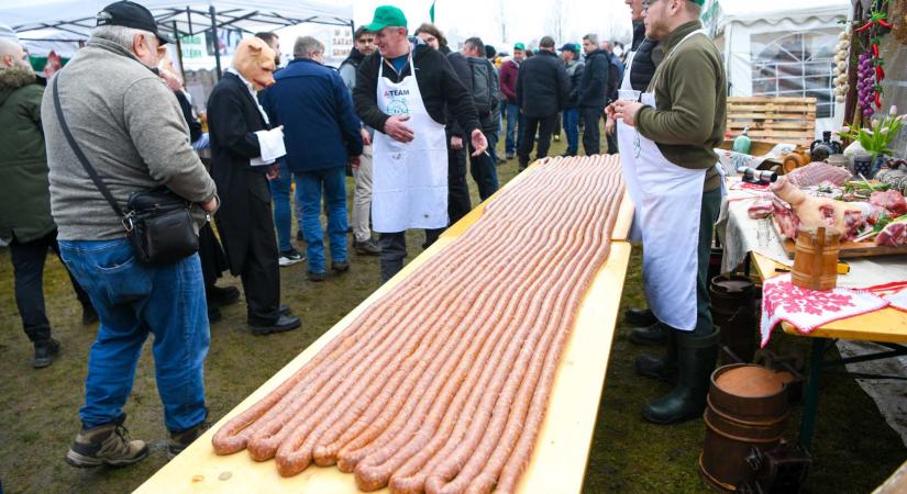 Közel 75 méteres kolbász készült a szatmári Böllérversenyen (VIDEÓ)