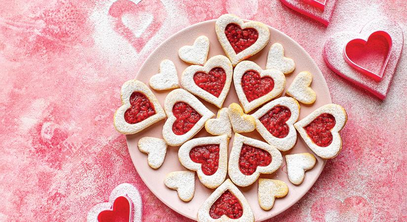 Pezsgős málnazselés linzer Valentin-napra