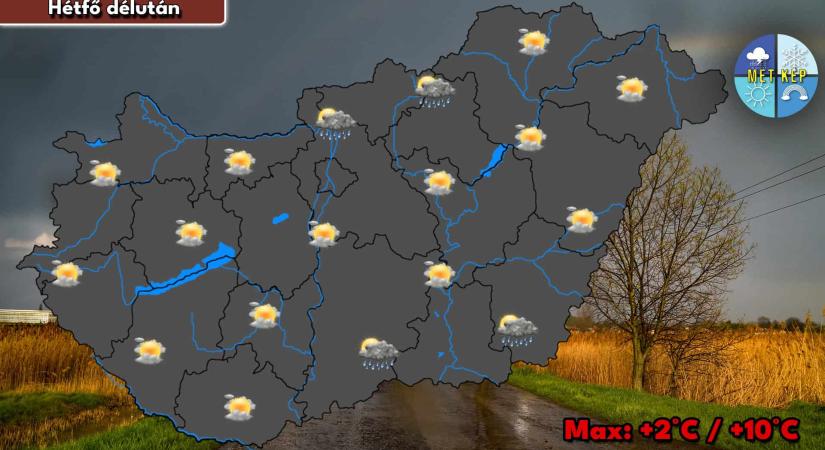 A hét első napján is marad az enyhébb idő, elszórtan lehet futó záporeső