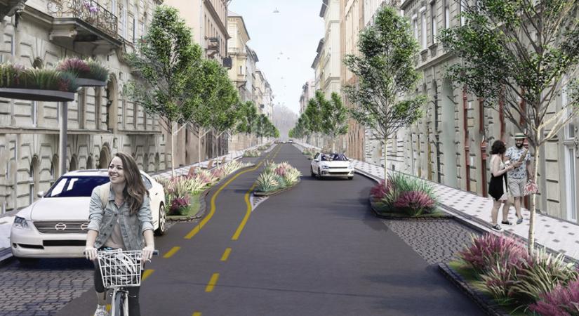 Kizöldül, és kerékpáros baráttá válik a pesti Erzsébetváros egyik utcája