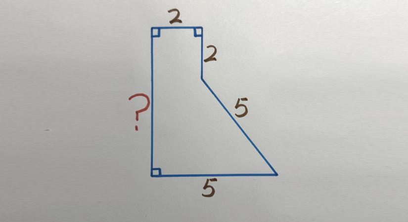 Agykarbantartó geometria: milyen hosszú a kérdőjellel jelölt oldal? Felsős matektudás elvileg elég ehhez!