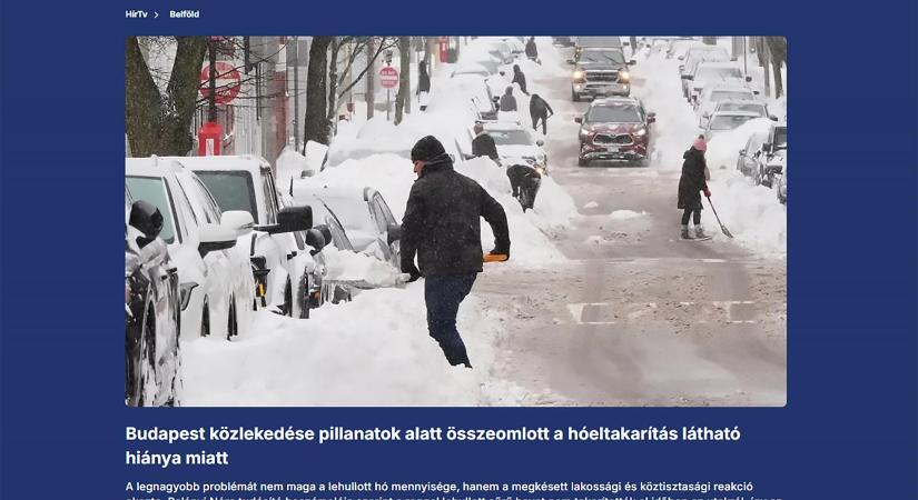 Bostonban készült képpel mutatta be a budapesti hóhelyzetet a Hír TV