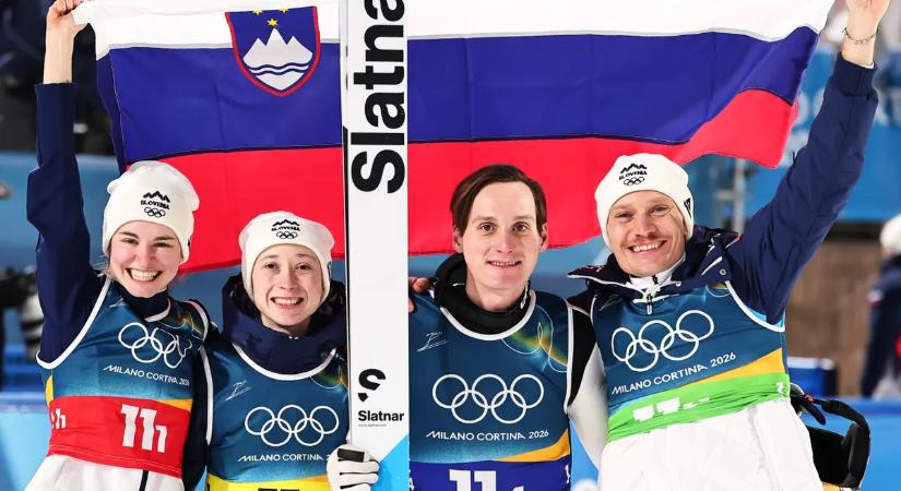 Szlovén győzelem a síugrók vegyes csapatversenyében a téli olimpián