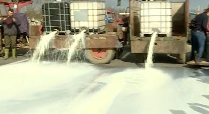 Négy tonna tejet öntöttek az aszfaltra a termelők