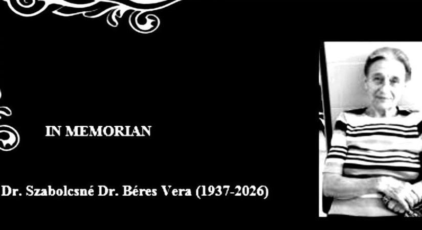 Elhunyt dr. Béres Vera, csornai bőrgyógyász főorvos, Pápán és Kapuváron is gyógyított