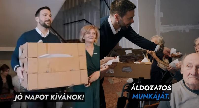 Fánkot osztott Barcsa Lajos egy debreceni idősotthonban