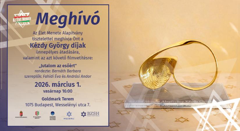 Élet menete – Kézdy György-díjátadó és filmvetítés a Goldmark Teremben