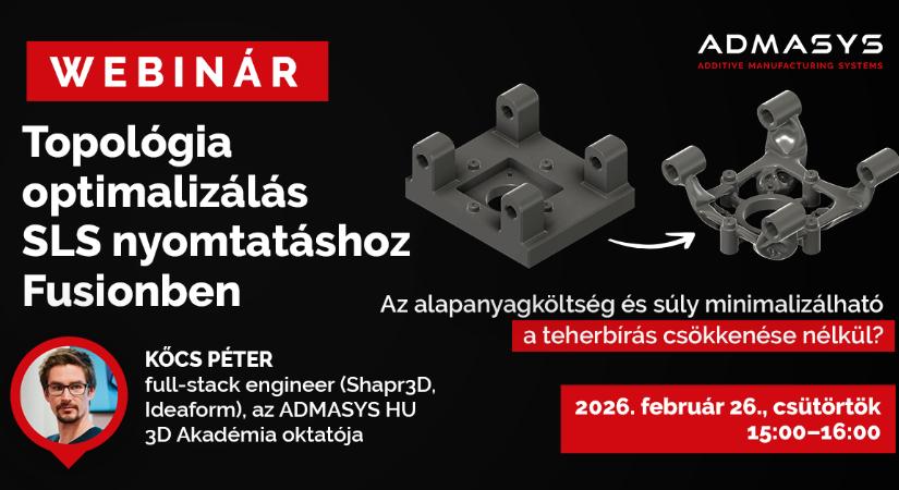DfAM Fusionben: topológia optimalizálás SLS-hez – ADMASYS HU webinár