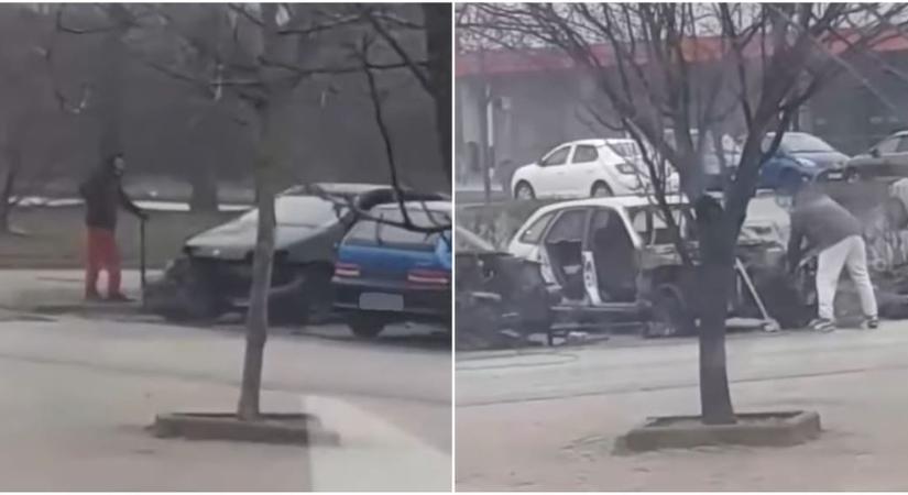 Elkezdett terjedni a neten, hogy autókat bontanak egy budapesti áruház parkolójában – a rendőrség is felfigyelt a videóra