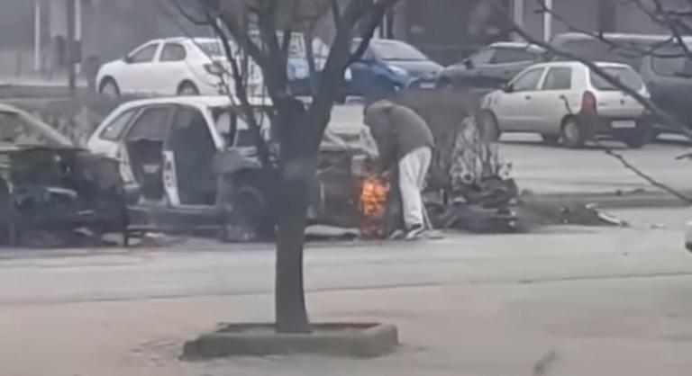 Egy budapesti üzlet parkolójában előkerült a flex és a csákány is, a rögtönzött autóbontóról videó is készült