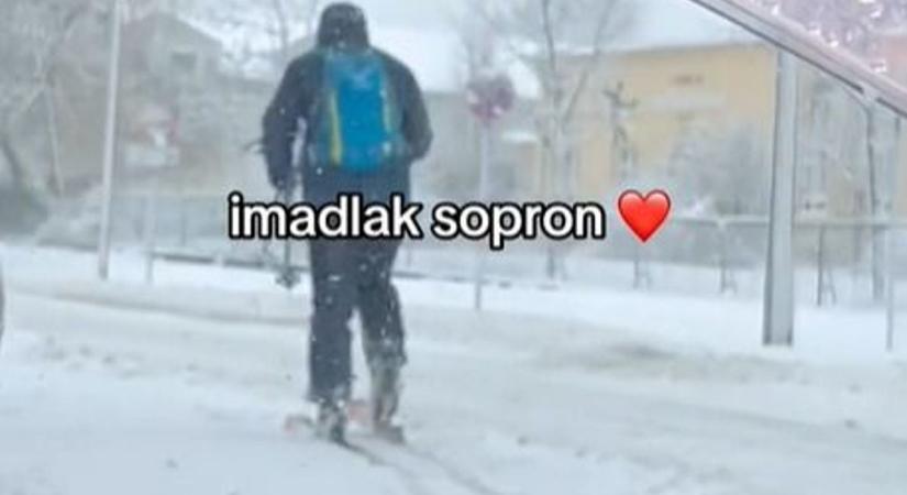 Sopron utcáin már síelni is lehet? Van aki biztosra megy! - videó