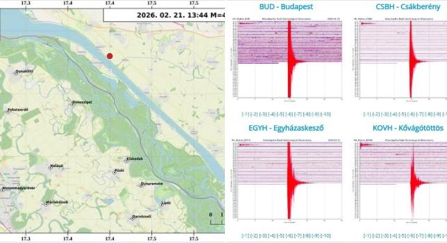 4,35-ös erősségű földrengés volt Mosonmagyaróvárnál