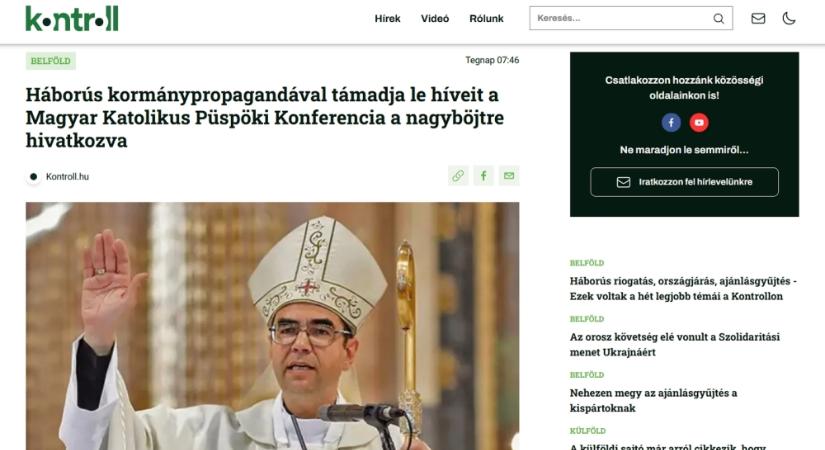 A békéért imádkozó egyháznak esett neki a Kontroll.hu - Magyar Péter propagandalapja támadja a Magyar Katolikus Püspöki Konferenciát
