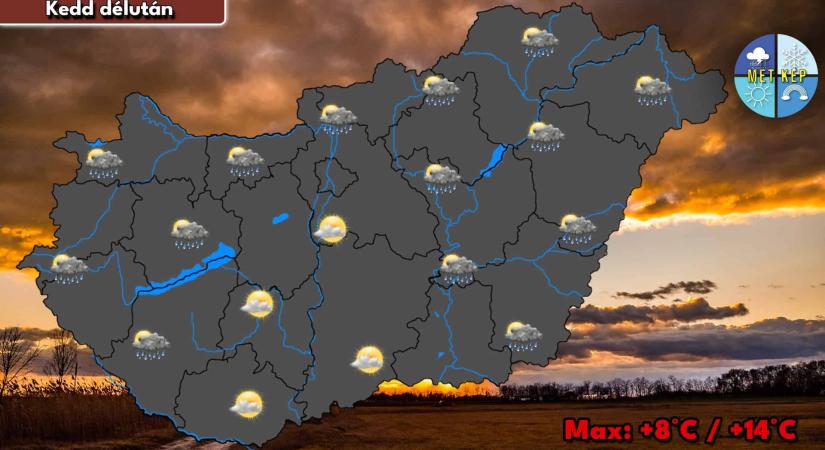 Kedden is marad a szeles, záporokkal tarkított idő