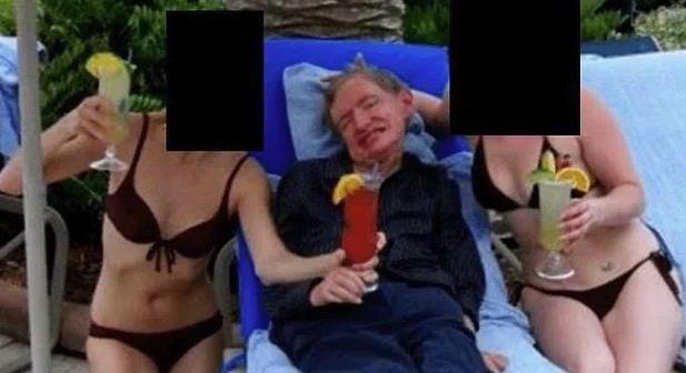Stephen Hawking bikinis nőkkel tűnt fel az Epstein-akták egyik fotóján