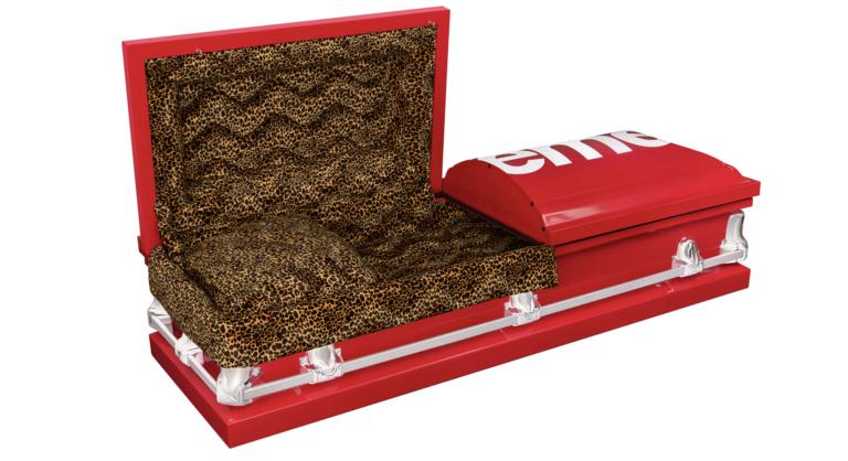 Leopárdmintás koporsót dobott piacra az amerikai luxusmárka, a Supreme
