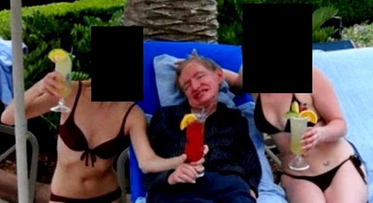 Bikinis nők társaságában látható Stephen Hawking a frissen feloldott Epstein-aktákban