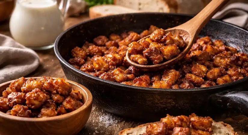 Házi tepertő, ami előbb eltűnik, mint a kenyér. Csak lassú sütés és egy régi tejes trükk kell hozzá.