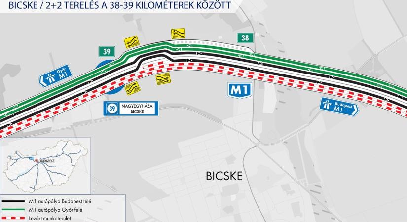M1 bővítés - Ábrákkal mutatjuk hol vannak a terelések