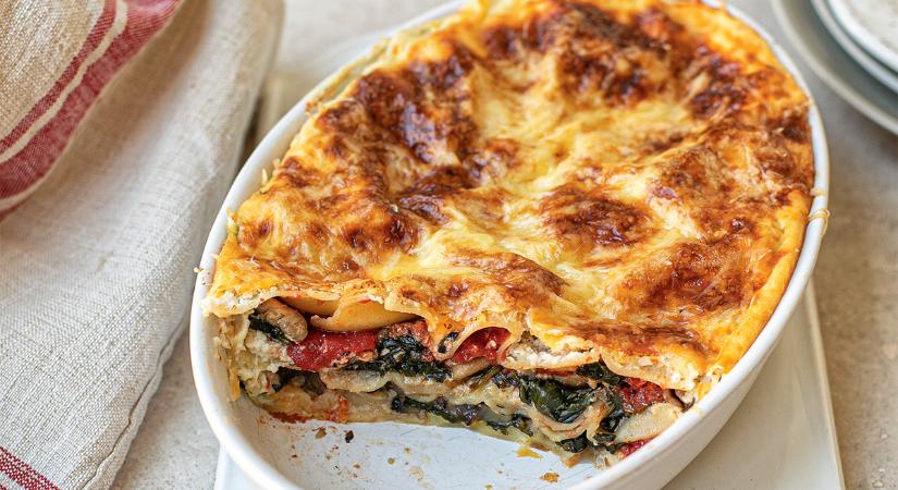 Húsmentes fogás hétvégére: gombás, spenótos, ricottás lasagne