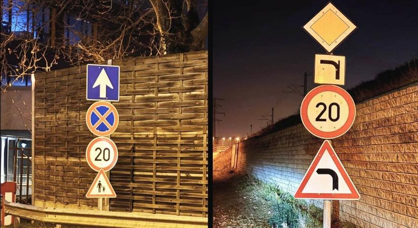 KRESZ: szabálytalan, ha túl sok tábla van egy oszlopon