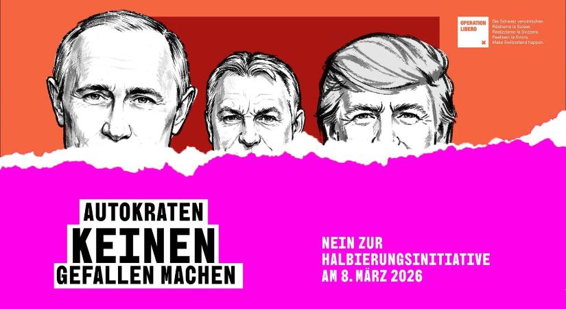 Orbán arcképével kampányolnak Svájcban a közmédia költségvetésének csökkentése ellen