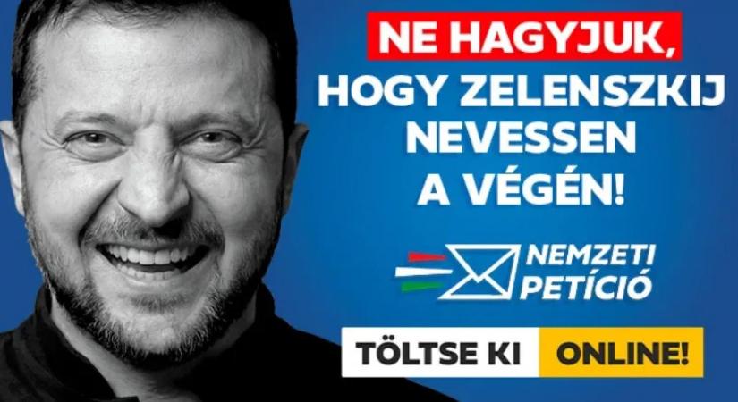 Nevető Zelenszkij-portréval hirdeti az Orbán-kormány a nemzeti petícióját