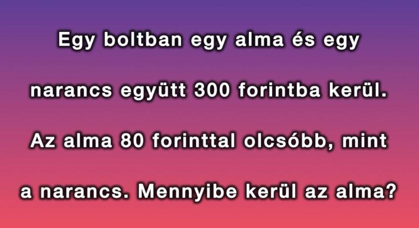 Szöveges matek feladvány: 15 másodperced van, hogy megold! Menni fog?