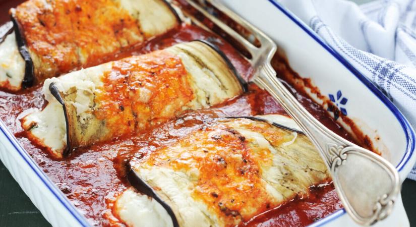 Padlizsánlasagne zöldfűszeres ricottával