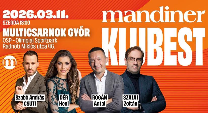 Érkezik a Mandiner Klubest: Rogán Antal és Dér Heni a győri Olimpiai Sportparkban!