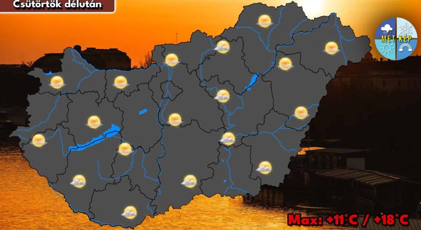 Csütörtökön már ismét a napsütésé lesz a főszerep