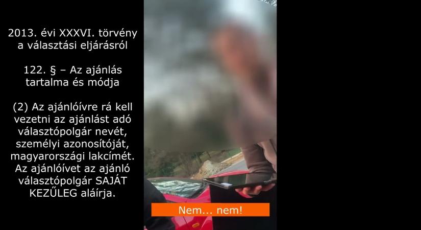 VIDEÓ - Arra buzdítottak Vámos Zoltán aktivistái egy választót, hogy családtagjai adatait megadva helyettük írjon alá