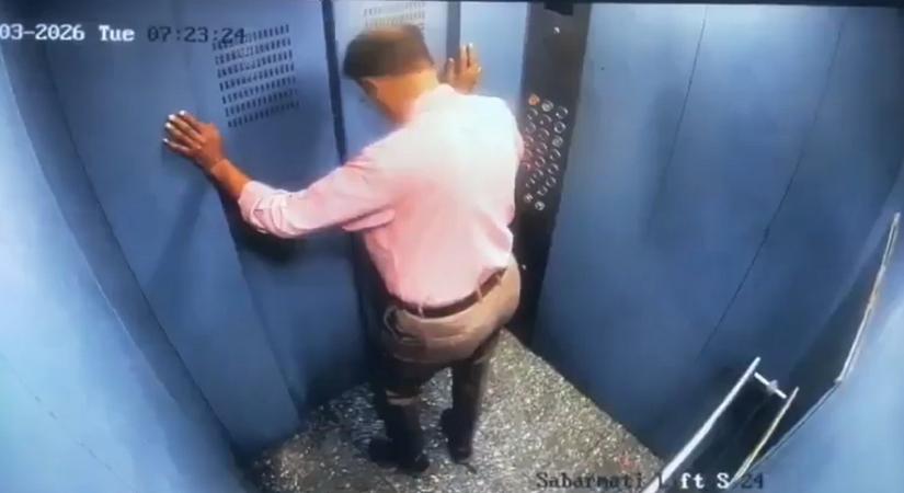 Megrázó videón, ahogy egy férfit kis híján agyonzúz a lift