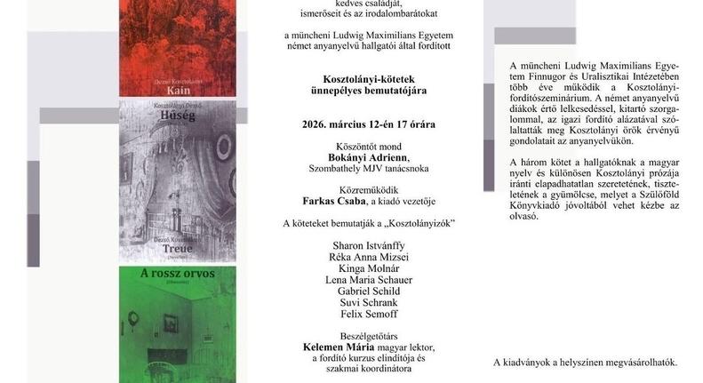 Kosztolányi-kötetek – a Ludwig Maximilians Egyetem német anyanyelvű hallgatói által fordított kiadványok bemutatója a Berzsenyi Dániel Könyvtárban