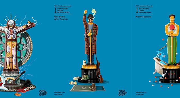 A legjobb film kategória idei jelöltjei Oscar szobrokként megjelenítve – képek