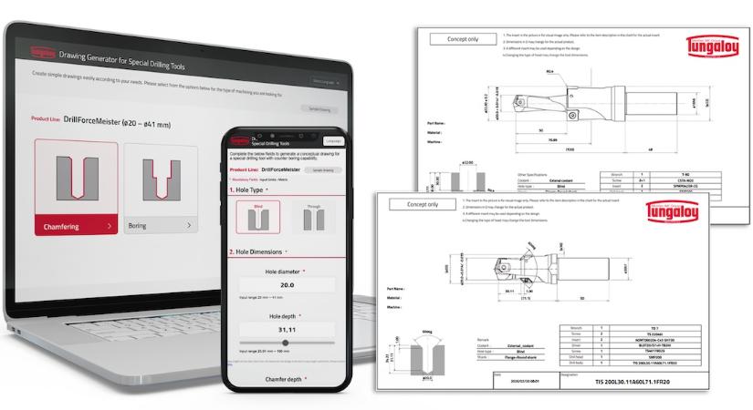 A Tungaloy kibővíti a rajzgenerátort a DrillForceMeister élletörő és furatmegmunkáló speciális szerszámok támogatásával