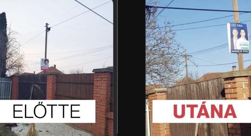 Pofátlanság a köbön: Saját magát buktatta le az interneten a Tisza párti plakáttolvaj