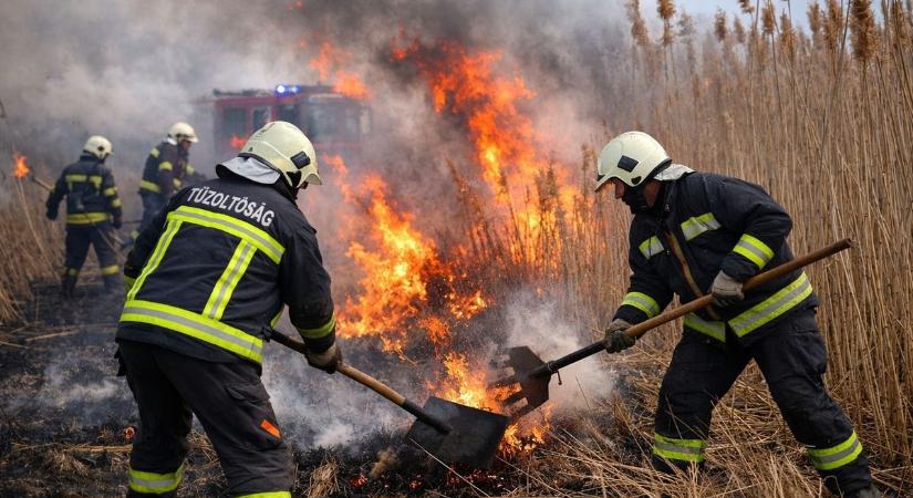 Nagy a baj: lángtengerbe borult a nádas Igalnál