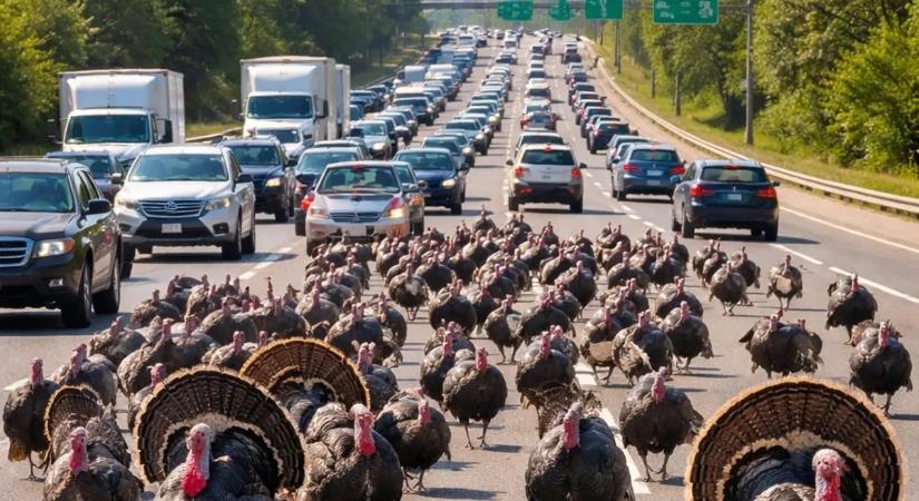 Pulykák lepték el Kecskemétnél az autópályát egy baleset miatt