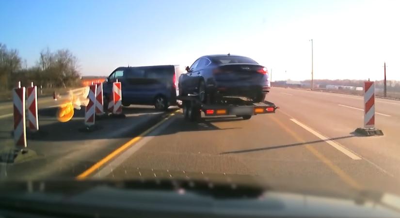 Ki csinál ilyet? Szürreális jelenet az M1-esen – videó