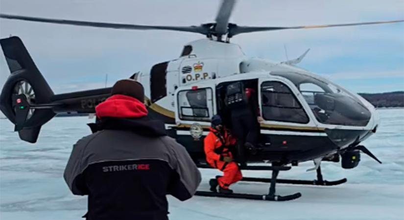 Csaknem kéttucatnyi jéghorgászt mentettek ki a kanadai hatóságok egy Huron-tavon elsodródott jégtábláról