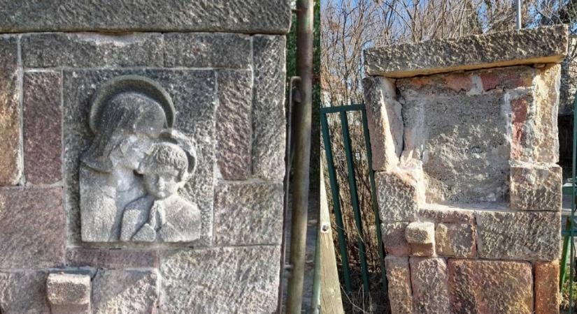 Eltűnt egy védett kőbányai épület Máriát és Jézust mutató dísze, barbár módon vághatták ki a helyéről