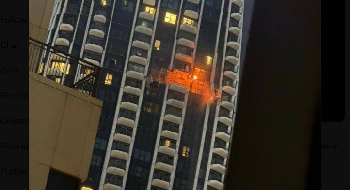 Drón csapódott egy dubaji luxus-felhőkarcolóba – videó