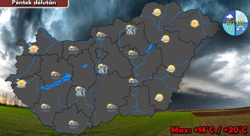 Péntek délután is előfordulhat futó záporeső, esetleg zivatar