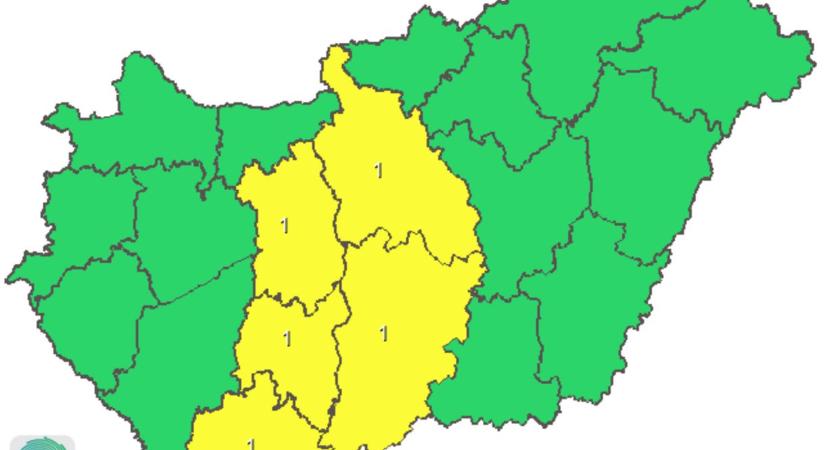 Öt megyére is figyelmeztetést adtak ki zivatarveszély miatt