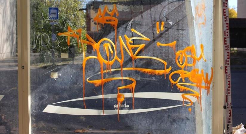 Festékszóróval randalíroztak: járműveket, buszmegállót és házakat firkáltak össze az éjszaka – fotók