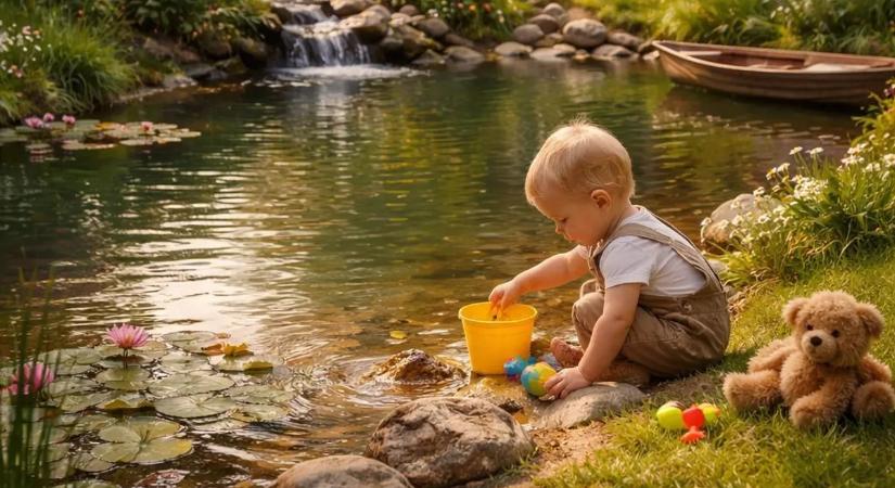 Szívszorító baleset a családi kertben: egyéves gyermek esett a tóba