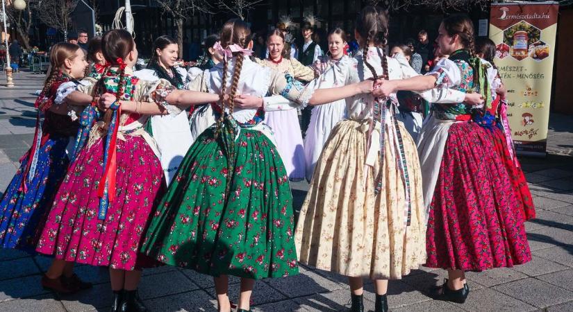 Kokárdák és verbunkos Eger utcáin – ünnepi flashmobbal készült március 15-re a Lajtha Néptáncegyüttes  Galéria és Videó