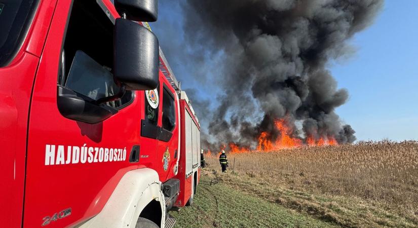 Mindent beborítanak a lángok, hatalmas tűz pusztít a hajdú-bihari település határában