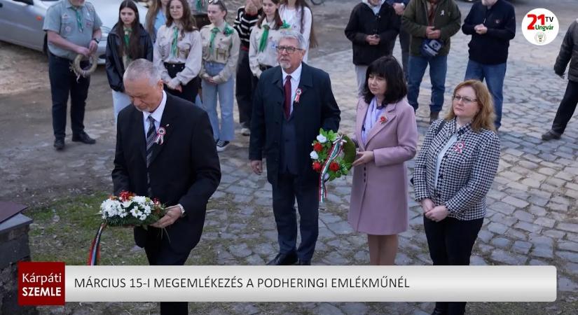 Március 15-i megemlékezés a podheringi emlékműnél (videó)